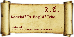 Koczkás Boglárka névjegykártya